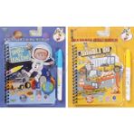 2'li Set Inşaat Araçları - Uzay ve Astronot Temalı Water Painting Sulu Sihirli Boyama Kitabı Seti - 3 - 6 Yaş - Renkli