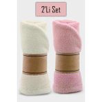 2'li Set Kalın Mikrofiber Saç Havlusu Plaj Deniz Havuz Bonesi Kurulama Banyo Saç Kurutma Baş Havlusu Krem