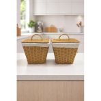 2’Li Set Kapaklı Rattan Sepet - Rattan Hasır Patates Soğan Sepeti,Kiler,Dolap,Mutfak Düzenleyici