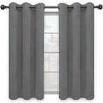 2'li Set Karartma Perdesi 140 x 160 cm %100 Işık Engelleyici Isı ve UV Dayanıklı Yumuşak Opak Perde, Modern Halkalı Tasarımlı Oturma Odası ve Yatak Odası için Açık Gri