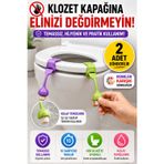 2'Li Set Mantar Tasarımlı Klozet Kapağı Kaldırma Aparatı Silikon Hijyenik Tutacak Renkli 24 Cm