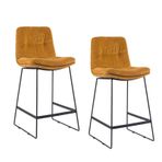2'li set, modern kadife bar taburesi, siyah metal ayaklı, mutfak için mutfak adası, birinci sınıf kahvaltı taburesi, döşemeli koltuk ve sırtlıklı şık tezgah sandalyesi ev ve dinlenme için
