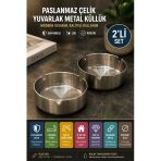 2'Li Set Paslanmaz Çelik Metal Küllük 8 Cm Yuvarlak Masaüstü Küllük Mat Gümüş Dekoratif Modeli