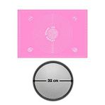 2li Set Pembe 45x65 Cm Silikon Hamur Açma Matı Ve Pizza Tepsisi 32 Cm Çok Renkli