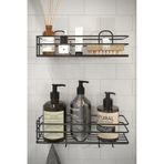 2li Set Siyah Şampuanlık Banyo Düzenleyici Yapışkanlı 4 Askılı Duş Rafı Organizer Siyah