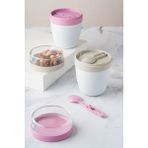 2'li Set Taşınabilir Kaşıklı Yoğurt Kabı - 700 ml Pratik Yemek Saklama ve Müsli Kabı 7176451 - Lila-Kahverengi