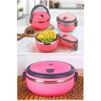 2'Li Sızdırmaz Yemek Termosu Sefer Tası Saklama Kabı 0,75 Lt, Açık Pembe / Gri (Teşhir)