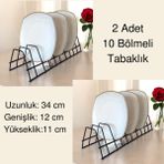 2'li Tabaklık Rafı- Tencere Kapak Düzenleyici-Tabak Kurutmalık -10 Bölmeli Stand - Antrasit