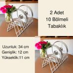 2'li Tabaklık Rafı- Tencere Kapak Düzenleyici-Tabak Kurutmalık -10 Bölmeli Stand - Beyaz