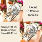 2'li Tabaklık Rafı- Tencere Kapak Düzenleyici-Tabak Kurutmalık -10 Bölmeli Stand - Siyah