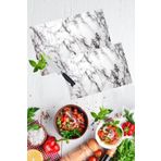 2'li Takım Beyaz Mermer Desen Görünümlü Takım Cam Kesme Tahtası - Cam Kesim Tablası 20x30 & 30x40