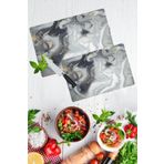 2'li Takım Gri Altın Mermer Görünümlü Takım Cam Kesme Tahtası - Cam Kesim Tablası 20x30 & 30x40