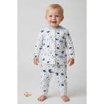 2’li Takım Rahat Uyku Seti Sevimli Ay Yıldız ve Bulut Desenli Unisex Bebek Pijama Takımı 9-12 Ay - Mavi - 9 - 12 Ay