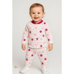 2’li Takım Rahat Uyku Seti Sevimli Ay Yıldız ve Bulut Desenli Unisex Bebek Pijama Takımı 9-12 Ay - Pembe - 9 - 12 Ay