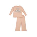 2'li Takım Waffle Baskılı Sweatshirt Beli Lastikli Eşofman Altı Kız Bebek E0202A525SP, 9-12 Ay