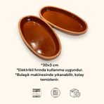 2'li Toprak Sırlı Oval Balık Güveci Pişirme Tavası 30x15x4 Toprak