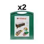 2'li Türkay 32.5x26.5x1 Cm Saplı-oluklu Polietilen Kesme Tahtası Kesim Levhası Yeşil 1237