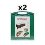 2'li Türkay 32.5x26.5x2 Cm Saplı-oluklu Polietilen Kesme Tahtası Kesim Levhası Yeşil 1244