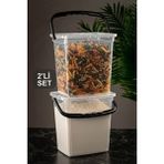 2'li Un ve Bakliyat Kabı 6 Litre Erzak Saklama Kabı Şeffaf - Beyaz - 6 lt