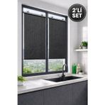 2’Li Vantuzlu Cam Güneşlik Perde 50X125 Cm – Isı Ve Güneş Önleyici Siyah Stor