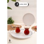 2'li Vera Beyaz Metal Kahve ve Çay Sunum Tepsisi Seti - 25 cm Şık ve Dayanıklı Tasarım