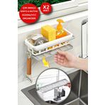 2Li Yapışkanlı Dolap İçi Düzenleyici Mutfak Banyo Lavabo Askılı Organizer Bulaşıklık Sabunluk Seti