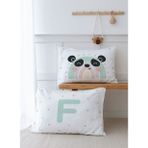 2'li Yastık Kılıfı (35X45) Mint Mavi Panda - Harf Serisi - F Harfi