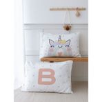2'li Yastık Kılıfı (35X45) Somon Unicorn - Harf Serisi - B Harfi