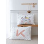 2'li Yastık Kılıfı (35X45) Somon Unicorn - Harf Serisi - K Harfi