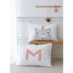 2'li Yastık Kılıfı (35X45) Somon Unicorn - Harf Serisi - mharfi