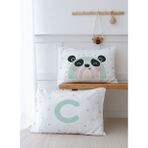 2'li Yastık Kılıfı (50x70) Mint Mavi Panda - Harf Serisi - C Harfi