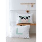 2'li Yastık Kılıfı (50x70) Mint Mavi Panda - Harf Serisi - L Harfi