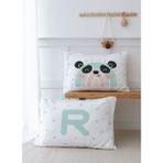 2'li Yastık Kılıfı (50x70) Mint Mavi Panda - Harf Serisi - R Harfi