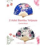 2'li Yelpazesi Beyaz Çiçekli Kaliteli Özel Tasarım Japon Hediyelik Yelpaze