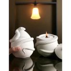 2'li Yılan Desenli Pinterest Mumluk, Bohem Tütsülük (Içi Boş) - Beyaz - 2 Adet