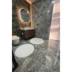 2li Yuvarlak Post Peluş Banyo Paspası Klozet Seti Takımı 80X80 ve 100X100 - Beyaz