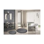 2li Yuvarlak Post Peluş Banyo Paspası Tak Kaymaz Taban Klozet Antrasit 100X100 60X60