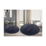 2li Yuvarlak Post Peluş Banyo Paspası Takımı Büyük Boy Kaymaz Klozet Siyah 100X100 60X60