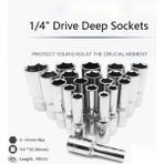 2Liyao 1 ADET-12MM 1 Adet/takım 1/4 "sürücü 50MM Derin Soket Seti Crv Anti-Pas Altıgen Uzun Soketler 4-14MM Tork Anahtarı Cırcır Lokma Anahtar Kafaları (Yurt Dışından) - Gümüş