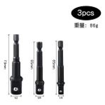 2Liyao Uzun 3 Adet Darbe Soket Adaptörü 1/4 3/8 1/2 Inç Somun Sürücü Soketleri Hex Shank Uzatma Tornavida Kolu Aracı (Yurt Dışından) - Gümüş - 1 Adet