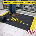2mm 10kv Elektrik Pano Paspası 100 Cm Tse Belgeli Sarı İkaz Şeritli İzole Halı