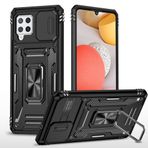 2NSPDRGNI Samsung Galaxy A42 5G/M42 5G için Slayt Kamera Kapağı, 360° Halka Tutucu Darbeye Dayanıklı Sert Zırh Sağlam Telefon Kılıfı, Siyah
