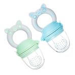 2pcs Bebek maması Besleyici Emziği Mavi Yeşil Egzersiz Koordinasyonu Ev kullanımı Için Yumuşak Silikon Bebek maması Besleyici