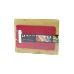 2Pcs Set=Ahşap Bambu - Plastik Kesim Panosu - Kesme Tahtası Pls:15x25cm- Ahş:22x28cm (5433)