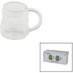 2pcs Üzüm - Kabarcıklı Kulplu Cam Bardak Termisil - Isıya Dayanıklı BOROSİLİKAT350ML (4767) - Lisinya