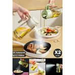 2'set Çift Fonksiyonlu Cam Yağdanlık 550ML Zeytinyağı Sıvıyağ Şişesi Airfryer Sprey Yağlık Sirkelik - 550 ml