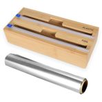 2'si 1 arada folyo dispenseri, kesici, folyo kesici, taze tutma folyosu, parşömen kağıdı, folyo dağıtıcı, bambu/folyo rulosu, bambu ahşap düzenleyici, mutfak çekmecesi için