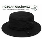 2'si 1 Arada Safari Şapka, Fileli ve Rüzgar Geçirmez, Su İtici Kumaş, Geniş Siperlik, Ayarlanabilir Kordon, Outdoor (SİYAH)