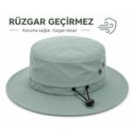 2'si 1 Arada Safari Şapka, Fileli ve Rüzgar Geçirmez, Su İtici Kumaş, Geniş Siperlik, Ayarlanabilir Kordon, Outdoor (SU YEŞİLİ)