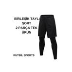 2'Sİ BİR ARADA-FUTBOL TAYT ŞORT-BİRLEŞİK TAYT ŞORT SİYAH-FİTNESS TAYT ŞORT-KOŞU & EGZERSİZ TAYT ŞORT TAYTŞORTSİYAH